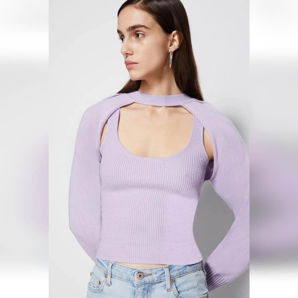 JONATHAN SIMKHAI Cassia Cutout Sweater In Lupine SIZE S